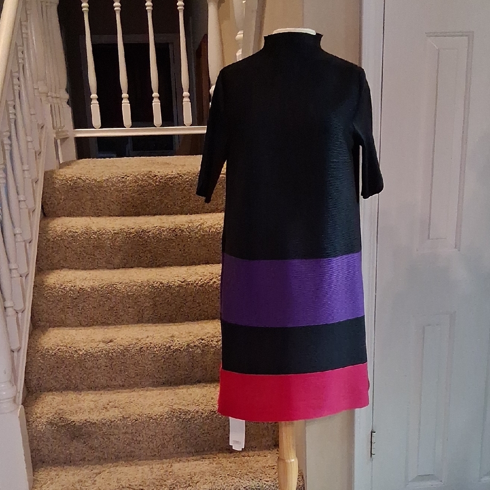 STYLEWE Color Block Midi Dress in Black, Purple, and Red